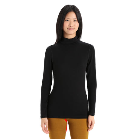 Icebreaker Women's 260 Tech Long Sleeve Turtleneck Top Black / X-Small-Black / Small-Black / Medium-Black / Large-Black / X-Large #- 53 Degrees North 
