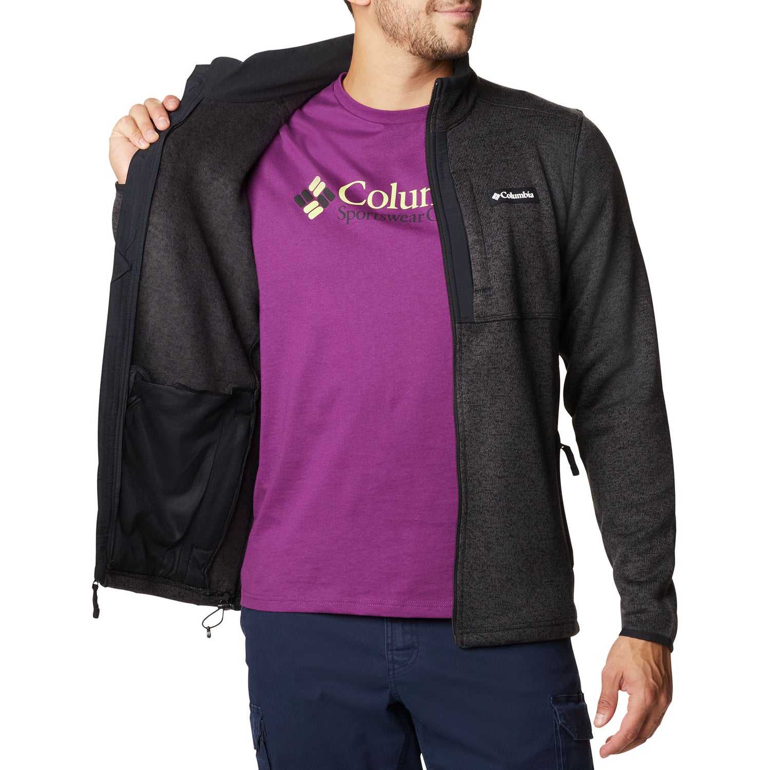 Columbia Men's Sweater Weather Full Zip Jacket Black Heather / Small-Black Heather / Medium-Black Heather / Large-Black Heather / X-Large-Black Heather / XX-Large #- 53 Degrees North 