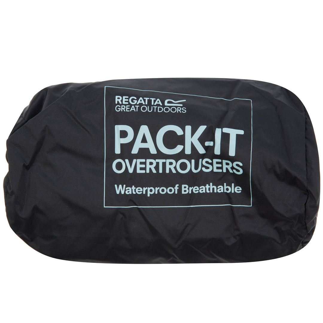 Regatta Kids' Pack-It Waterproof Overtrousers #color_black