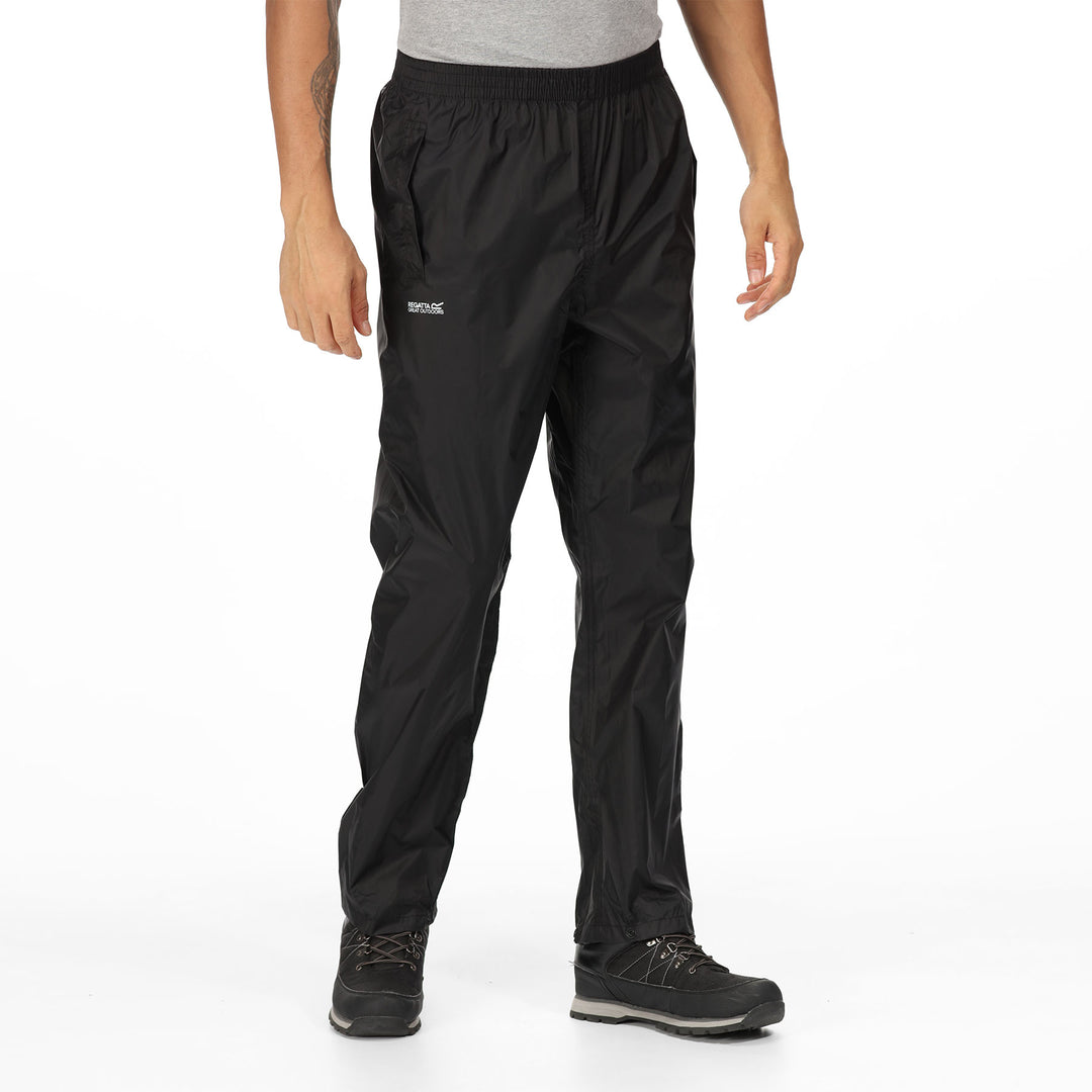 Regatta Men's Pack-It Waterproof Overtrousers #color_black