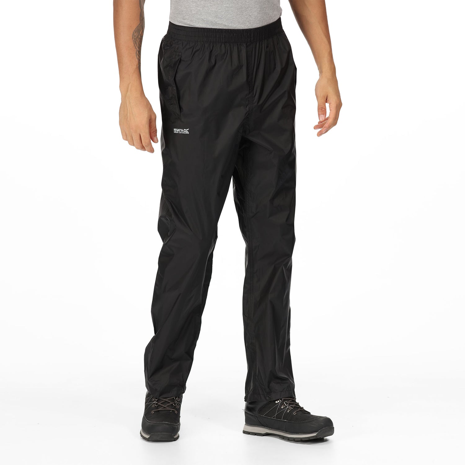 Regatta Men's Pack-It Waterproof Overtrousers Black / Small-Black / Medium-Black / Large-Black / X-Large-Black / XX-Large #- 53 Degrees North 