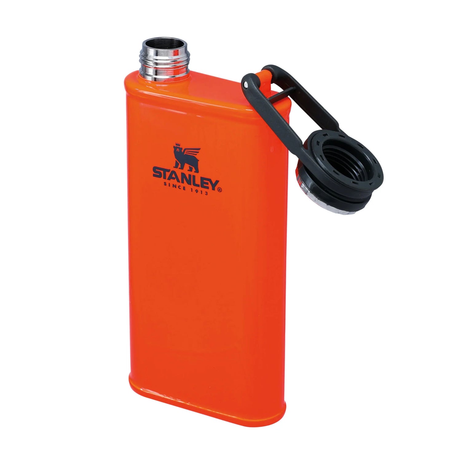 Stanley Classic Easy-Fill Wide Mouth Flask 0.23L Matte Black Pebble-Hammertone Green-Blaze Orange #- 53 Degrees North 