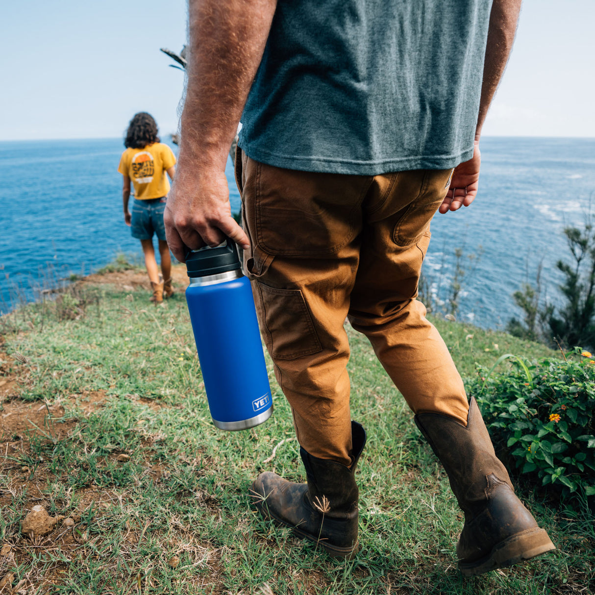 YETI Rambler 46 oz (1.4 L) Bottle with Chug Cap Black Forest Green-Tropical Pink-Rescue Red-Navy #- 53 Degrees North 