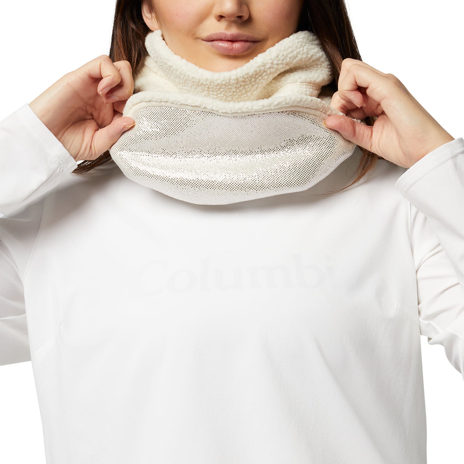 Columbia CSC II Fleece Neck Gaiter Chalk-Collegiate Navy Dolomites-Clematis Blue Retroscape #- 53 Degrees North 