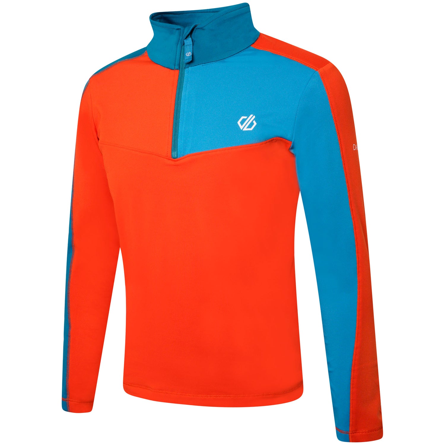 Dare 2b Kids' Formate II Core Stretch Midlayer Top #color_gulfstream-fjord-blue-rusty-orange
