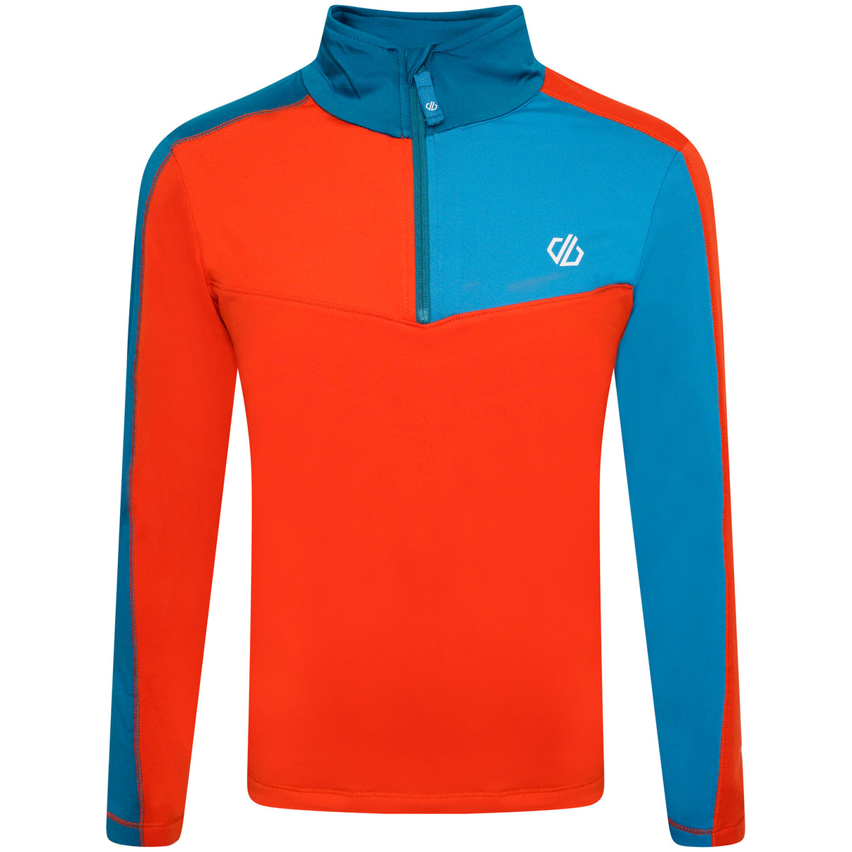 Dare 2b Kids' Formate II Core Stretch Midlayer Top #color_gulfstream-fjord-blue-rusty-orange
