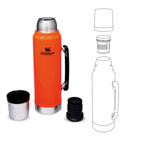 Stanley Classic Legendary Bottle 1.0L Hammertone Green-Matte Black Pebble-Blaze Orange #- 53 Degrees North 