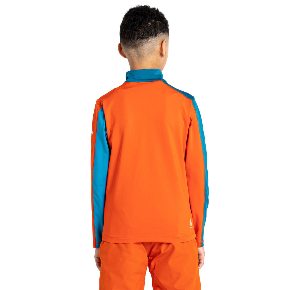 Dare 2b Kids' Formate II Core Stretch Midlayer Top #color_gulfstream-fjord-blue-rusty-orange