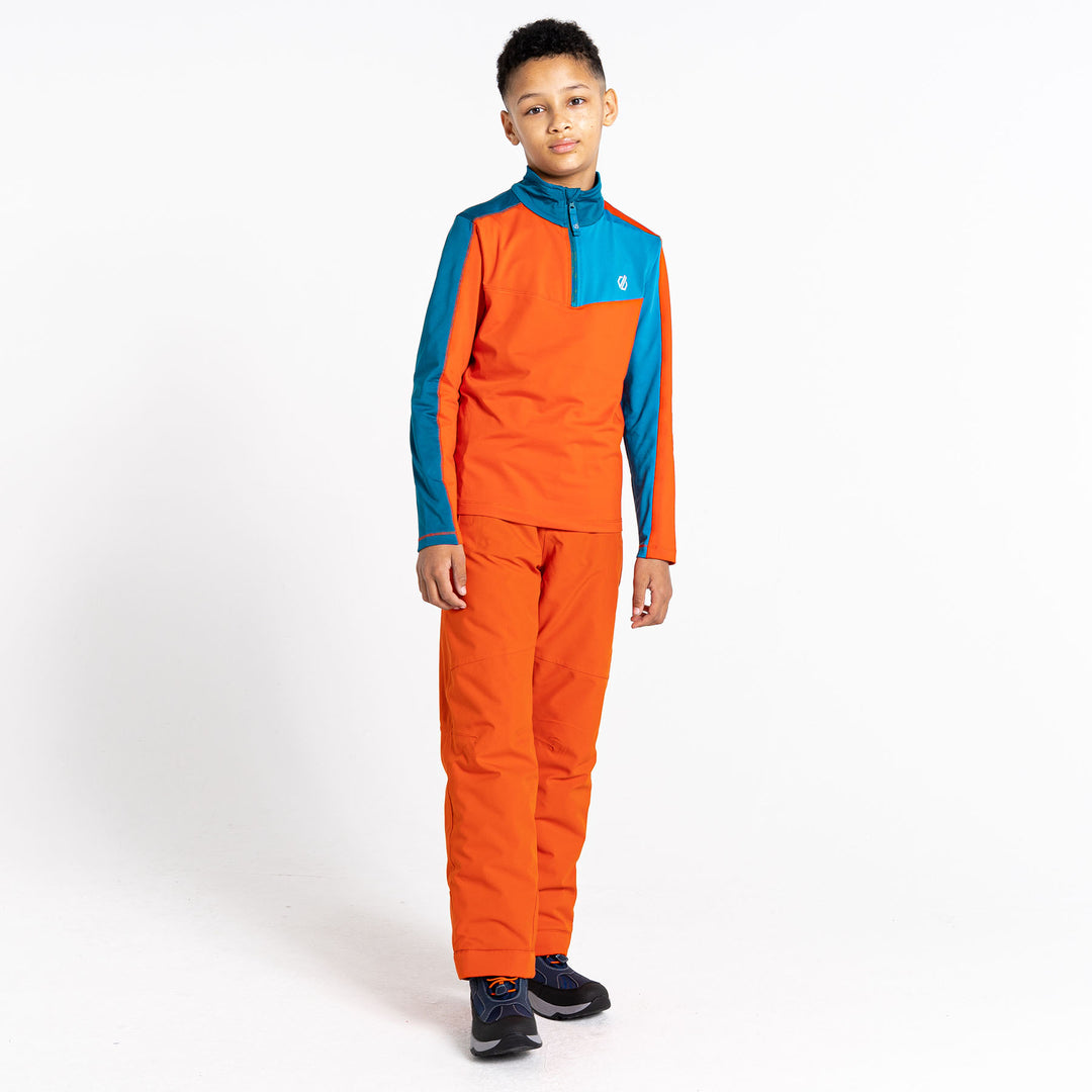 Dare 2b Kids' Formate II Core Stretch Midlayer Top #color_gulfstream-fjord-blue-rusty-orange