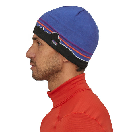 Patagonia Beanie Hat Black-Classic Fitz Roy/Andes Blue-Logo Belwe/Black - 53 Degrees North 