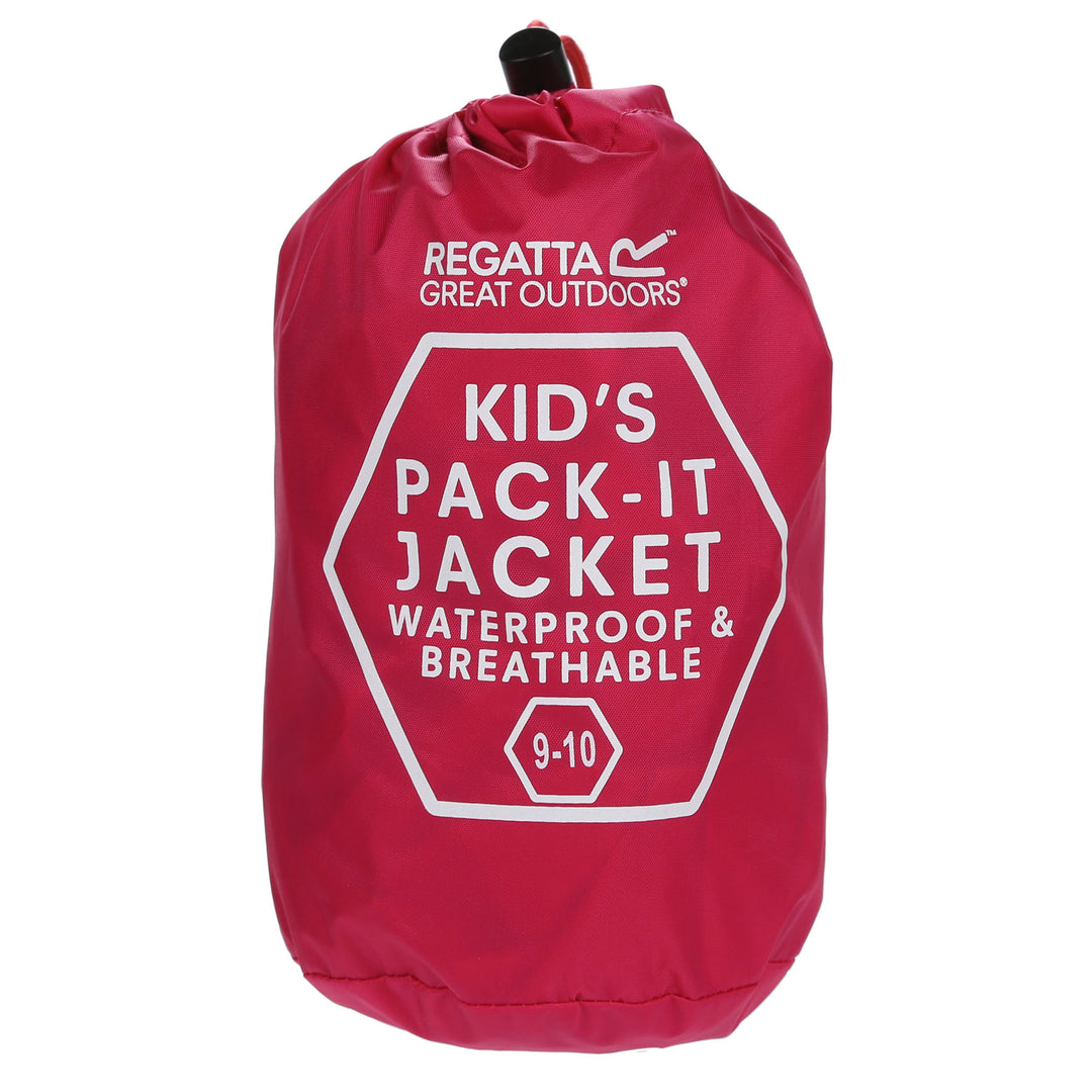 Regatta Kids' Pack It Waterproof Packaway Jacket #color_cabaret