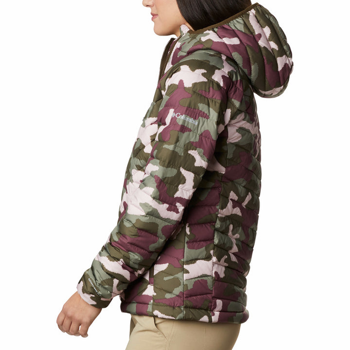 Women's Powder Lite Hooded Jacket - Olive Green Traditional Camo - Columbia - 1699071320/GRN/aw21