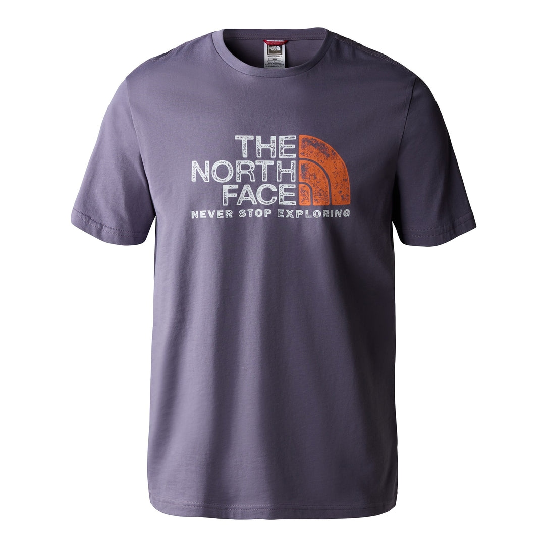The North Face Men's Short Sleeve Rust 2 Tee #color_lunar-slate-dusty-coral-orange