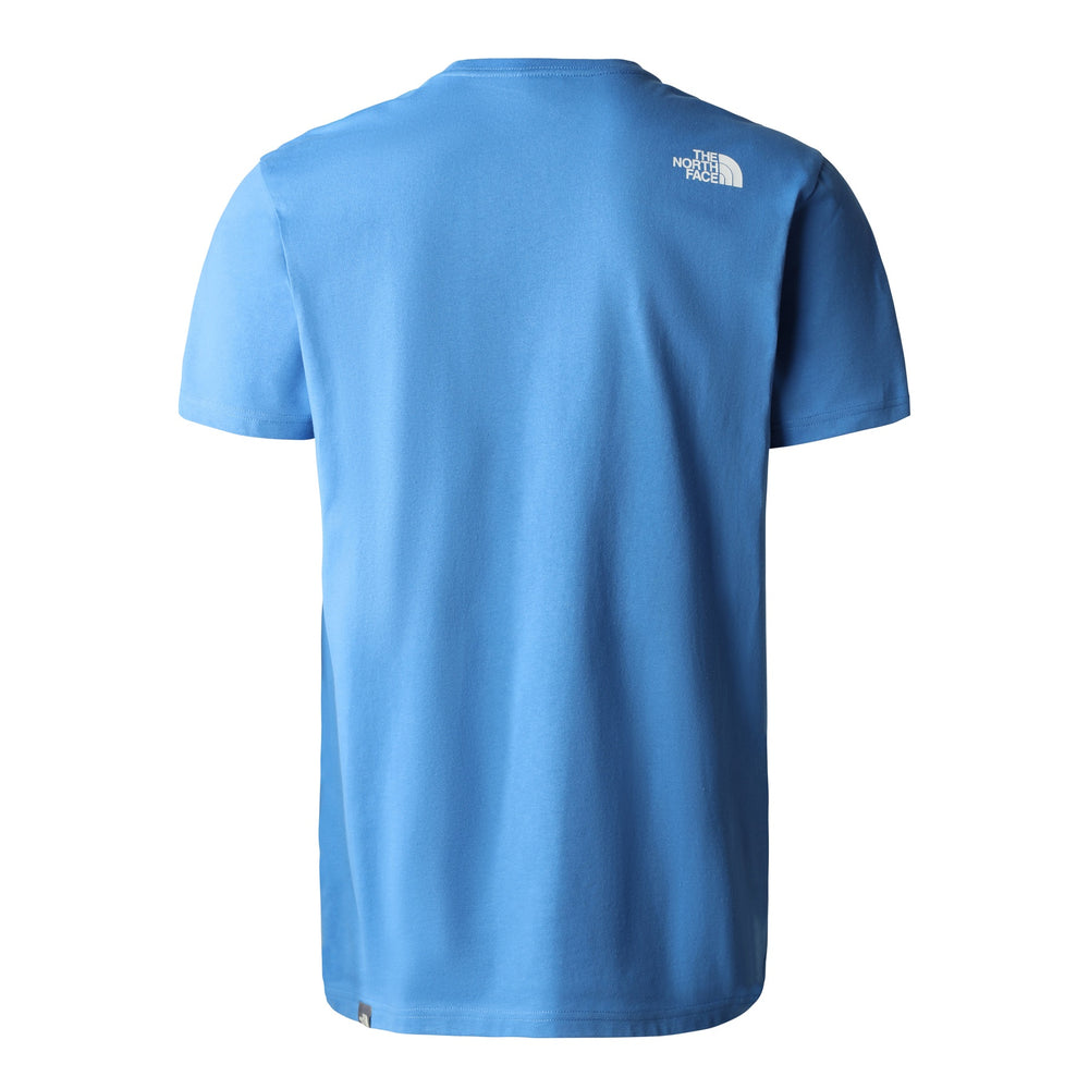 The North Face Men's Short Sleeve Woodcut Dome Tee #color_super-sonic-blue
