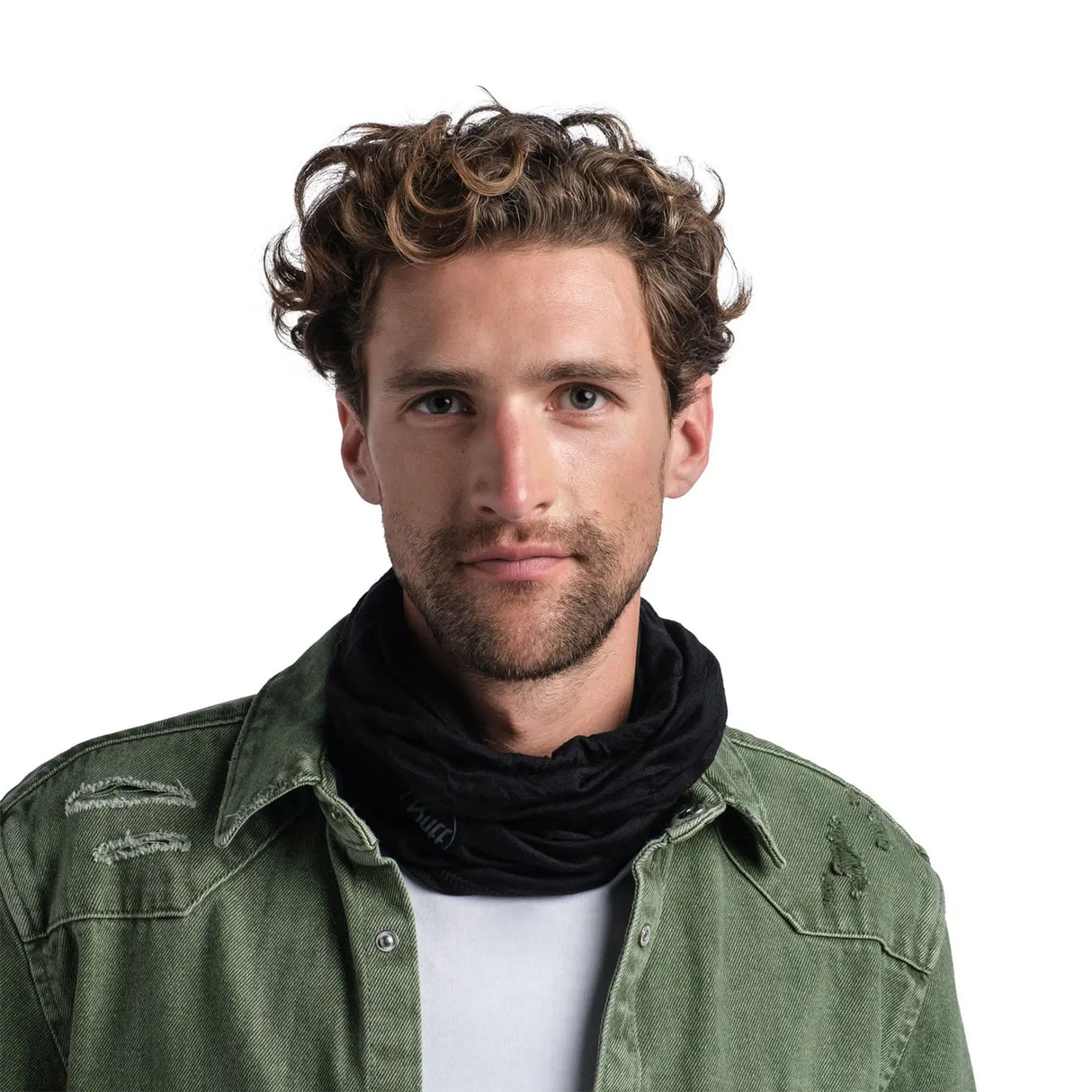 BUFF Merino Lightweight Neckwear Multistripes Tempest-Solid Pansy-Cloud Matewa-Solid Black-Solid Light Grey - 53 Degrees North 