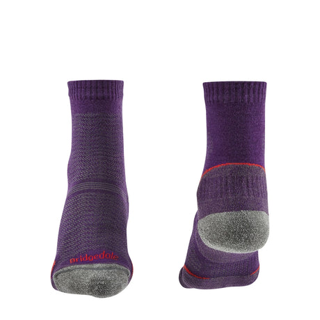 Bridgedale Women's Ultra Light Merino Performance 3/4 Cew Socks Aubergine / Small-Aubergine / Medium-Aubergine / Large - 53 Degrees North 