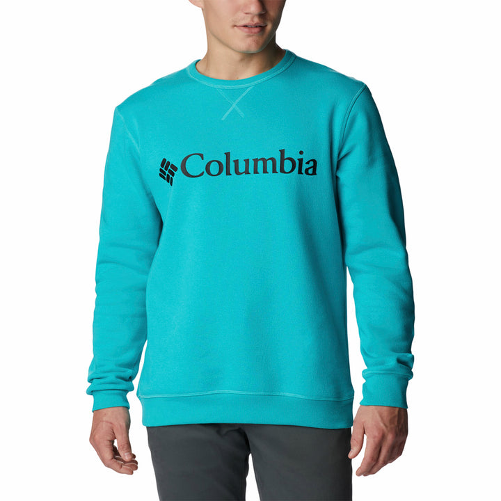Columbia Mens Columbia Logo Fleece Crew #color_bright-aqua-black-csc-branded