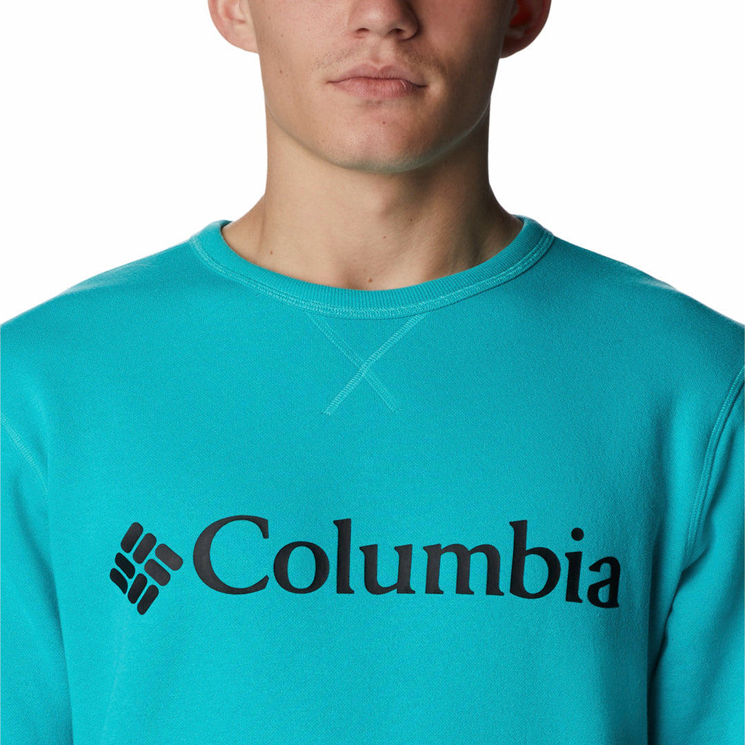 Columbia Mens Columbia Logo Fleece Crew #color_bright-aqua-black-csc-branded