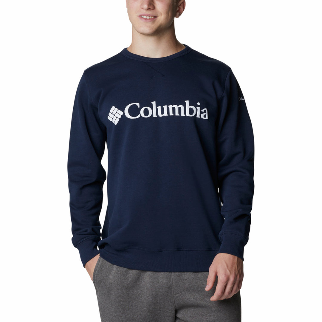 Columbia Mens Columbia Logo Fleece Crew #color_collegiate-navy-white-logo