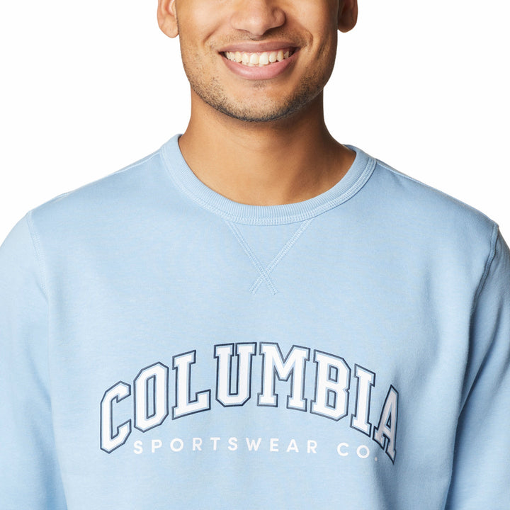 Columbia Mens Columbia Logo Fleece Crew #color_jet-stream-heather-csc-varsity-arch-2