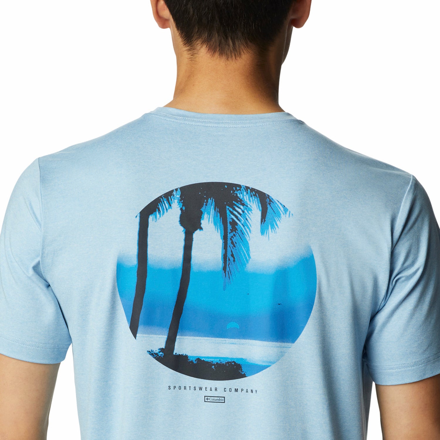 Columbia Men's Tech Trail Graphic T-Shirt Jet Stream Heather/Palmscape Tonal Graphic / Small-Jet Stream Heather/Palmscape Tonal Graphic / Medium-Jet Stream Heather/Palmscape Tonal Graphic / Large-Jet Stream Heather/Palmscape Tonal Graphic / X-Large-Jet Stream Heather/Palmscape Tonal Graphic / XX-Large #- 53 Degrees North 