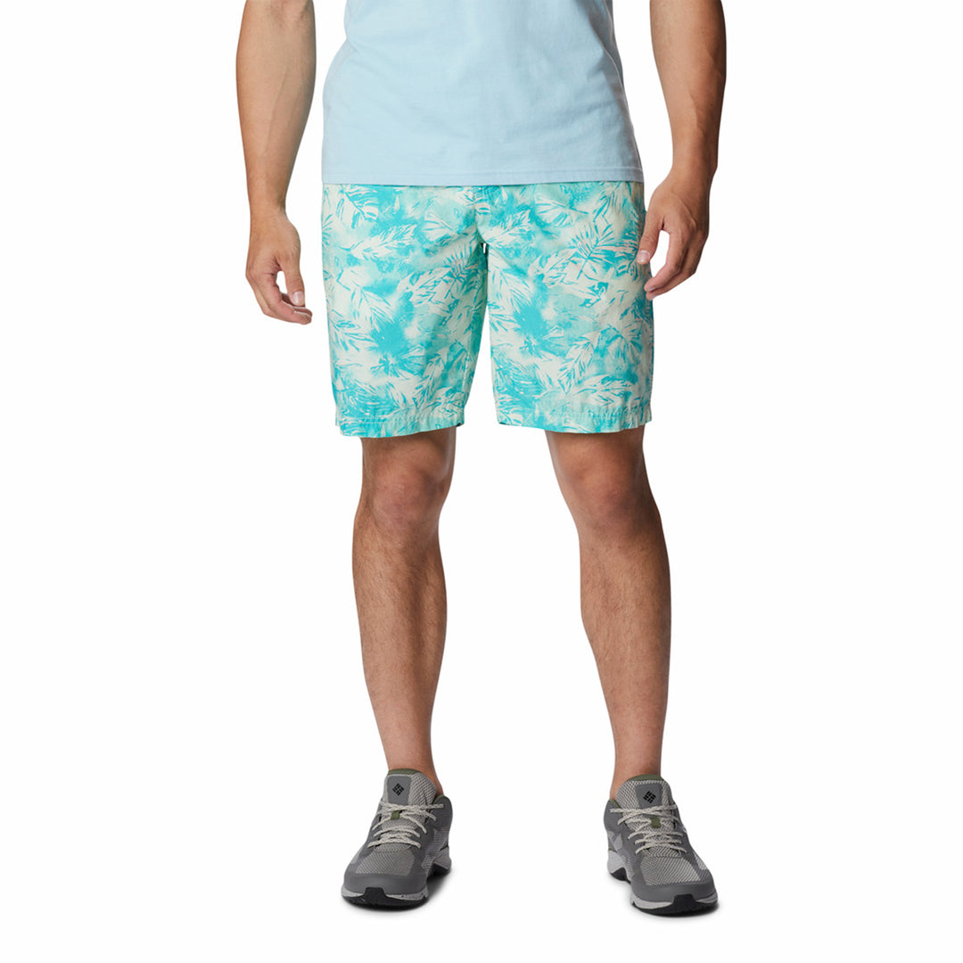 Columbia Mens Washed Out Printed Short 8 Inch #color_ice-green-sketchy-paradise