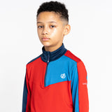 Dare 2b Kids' Formate II Core Stretch Long Sleeve Midlayer Top Gulfstream/Fjord Blue/Rusty Orange / Age 3-4-Gulfstream/Fjord Blue/Rusty Orange / Age 5-6-Gulfstream/Fjord Blue/Rusty Orange / Age 7-8-Gulfstream/Fjord Blue/Rusty Orange / Age 9-10-Gulfstream/Fjord Blue/Rusty Orange / Age 11-12 - 53 Degrees North 