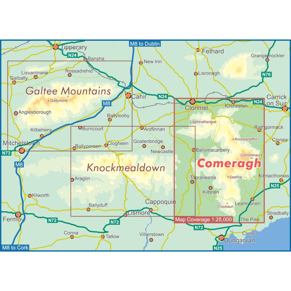 EastWest Mapping Comeragh Waterproof Map  - 53 Degrees North