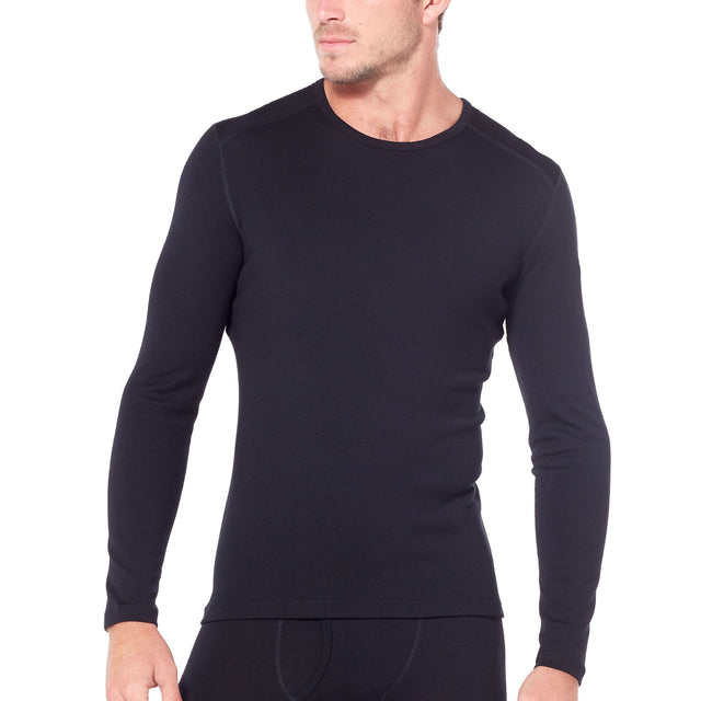 Icebreaker Men's Merino 260 Tech Long Sleeve Crewe Thermal Top Black / Small - 53 Degrees North