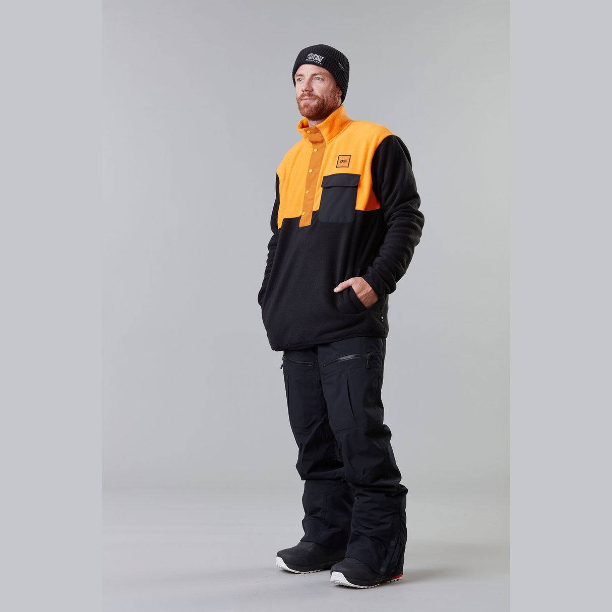 Picture Men's Mathew 1/4 Fleece Pullover Autumn Blaze/Latte / Small-Autumn Blaze/Latte / Medium-Autumn Blaze/Latte / Large-Autumn Blaze/Latte / X-Large - 53 Degrees North 