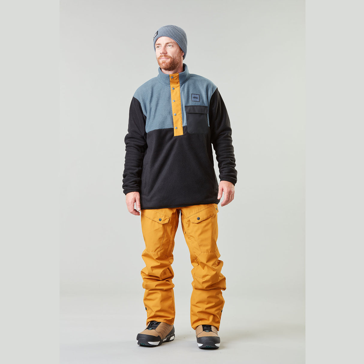 Picture Men's Mathew 1/4 Fleece Pullover Autumn Blaze/Latte / Small-Autumn Blaze/Latte / Medium-Autumn Blaze/Latte / Large-Autumn Blaze/Latte / X-Large - 53 Degrees North 