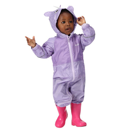 Regatta Kids Infants' Charco Breathable Waterproof Puddle Suit Pansy Unicorn / 6-12 Months-Pansy Unicorn / 12-18 Months-Pansy Unicorn / 18-24 Months-Pansy Unicorn / 24-36 Months-Pansy Unicorn / 36-48 Months - 53 Degrees North 
