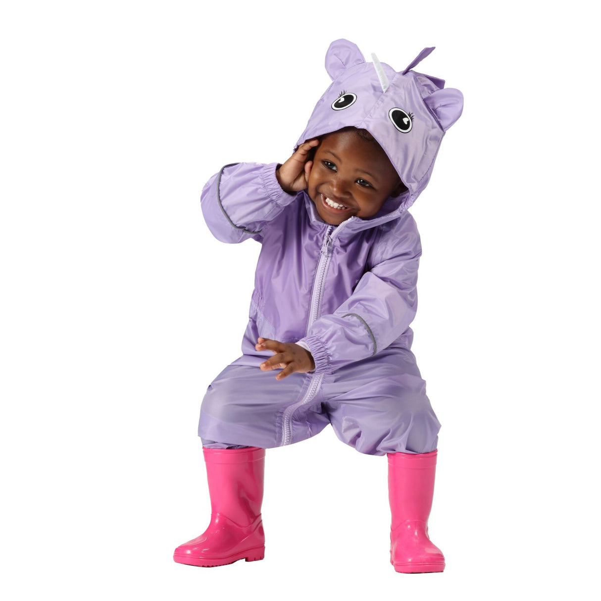 Regatta Kids Infants' Charco Breathable Waterproof Puddle Suit Pansy Unicorn / 6-12 Months-Pansy Unicorn / 12-18 Months-Pansy Unicorn / 18-24 Months-Pansy Unicorn / 24-36 Months-Pansy Unicorn / 36-48 Months - 53 Degrees North 