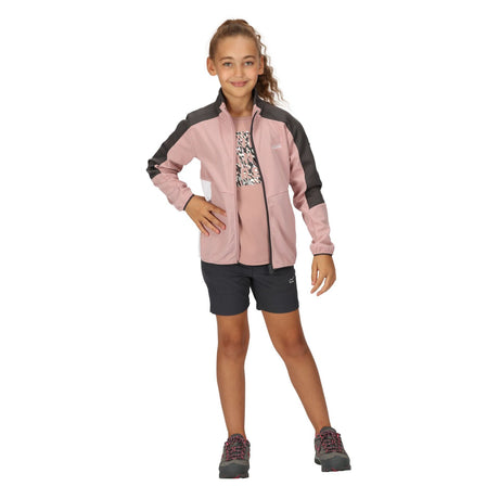 Regatta Kids Kids' Junior Highton Full Zip Fleece II Jacket Dusky Rose/Seal Grey / Age 3-4-Dusky Rose/Seal Grey / Age 5-6-Dusky Rose/Seal Grey / Age 7-8-Dusky Rose/Seal Grey / Age 9-10-Dusky Rose/Seal Grey / Age 11-12 - 53 Degrees North 