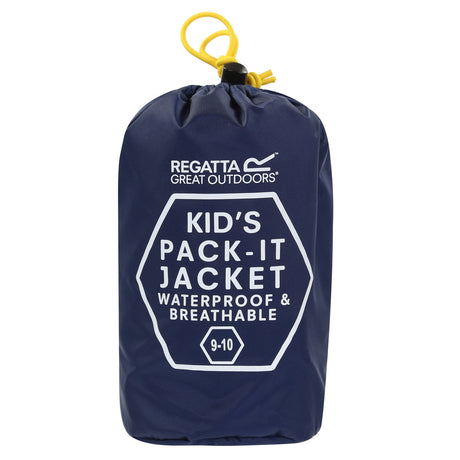 Regatta Kids' Pack-It Waterproof Packaway Jacket Midnight / Age 3-4-Midnight / Age 5-6-Midnight / Age 7-8-Midnight / Age 9-10-Midnight / Age 11-12 - 53 Degrees North 