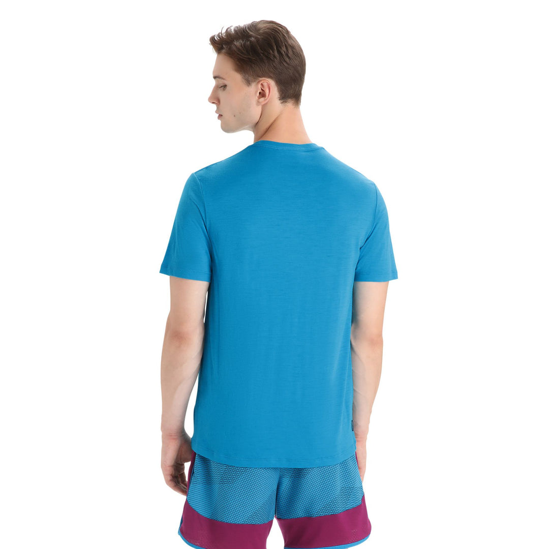Icebreaker Men's Tech Lite II Short Sleeve Tee #color_go-blue-cadence-paths