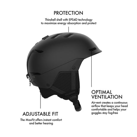 Salomon Husk Ski Helmet Black / Medium-Black / Large - 53 Degrees North 