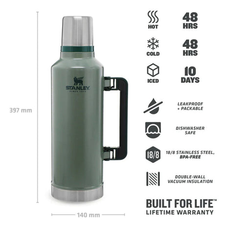 Stanley Classic Legendary Bottle 2.3L Hammertone Green - 53 Degrees North 