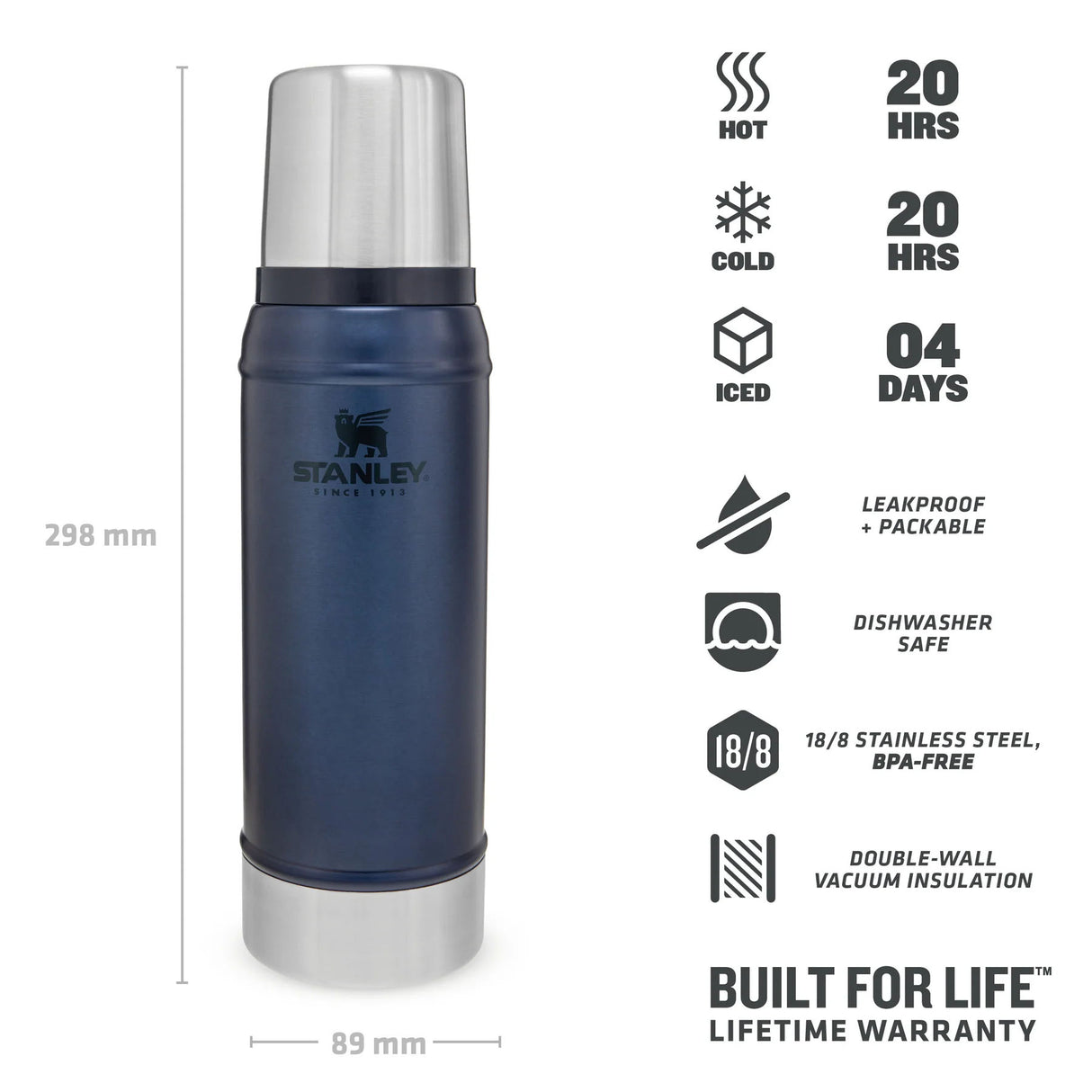 Stanley Legendary Classic Bottle 0.75L Rose Quartz-Hydrangea-Ash-Hammertone Clay-Hammertone Lake - 53 Degrees North 