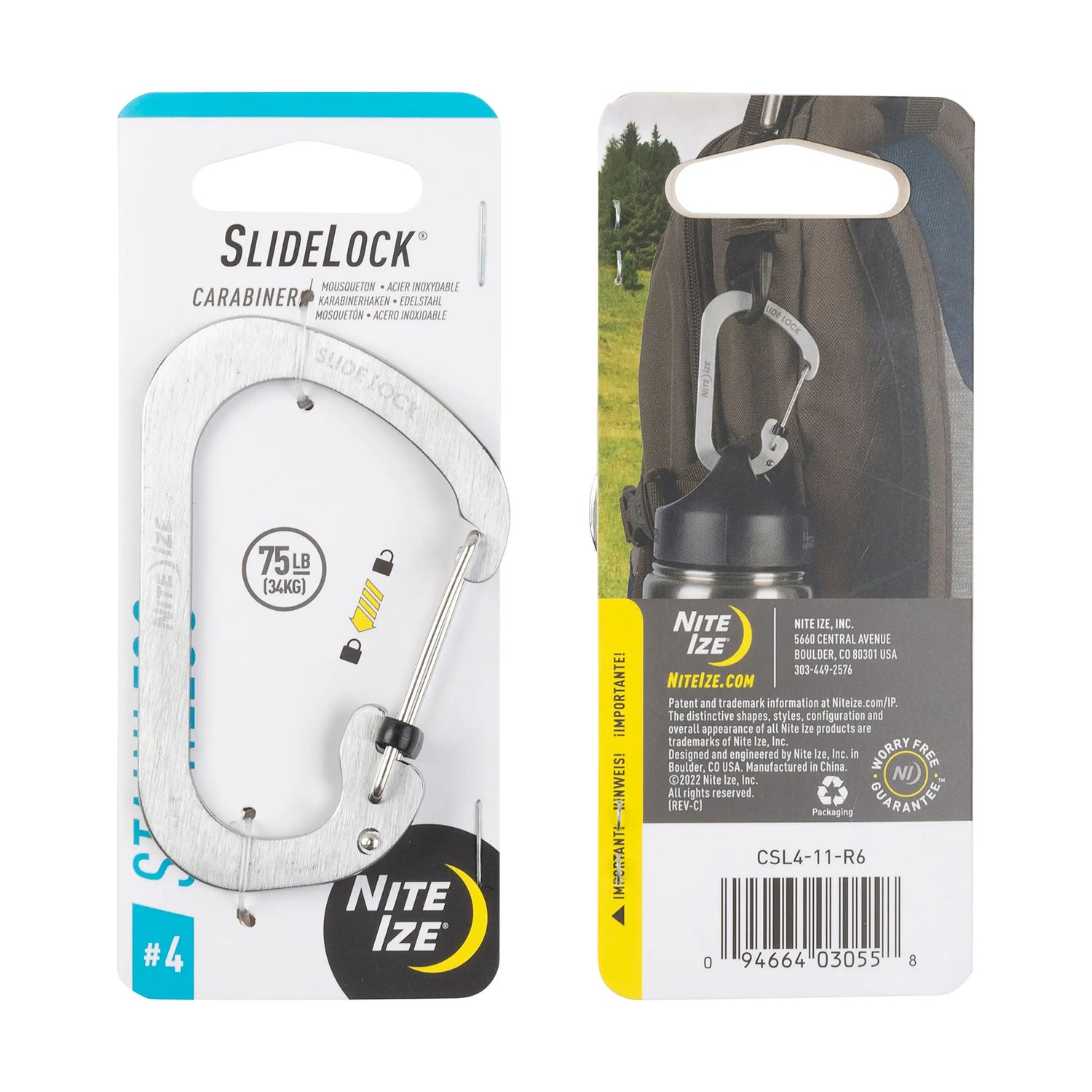Nite Ize Slidelock Carabiner Stainless Steel / #3-Stainless Steel / #4 #- 53 Degrees North 