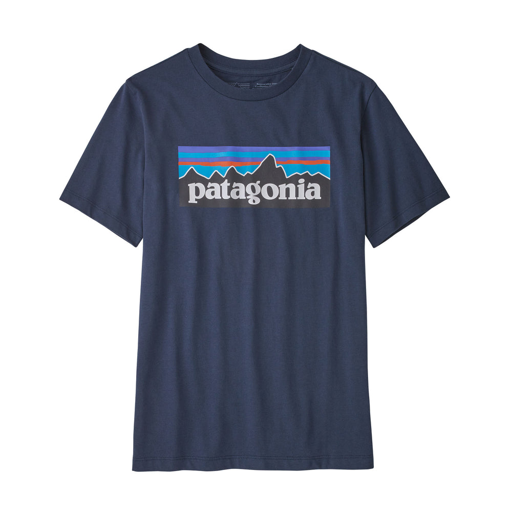 Patagonia Kid's Regenerative Organic Certified Cotton P-6 Logo T-Shirt #color_new-navy