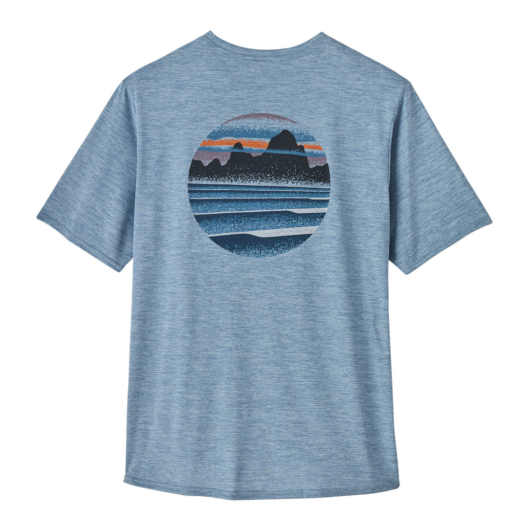 Patagonia Men's Cap Cool Daily Graphic Shirt #color_skyline-stencil-steam-blue-x-dye