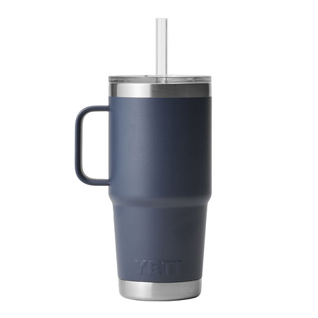 YETI Rambler 25 oz (710 ml) Mug with Straw Lid Tropical Pink-Cherry Blossom-White-Navy-Charcoal - 53 Degrees North 