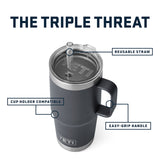 YETI Rambler 25 oz (710 ml) Mug with Straw Lid Tropical Pink-Cherry Blossom-White-Navy-Charcoal - 53 Degrees North 