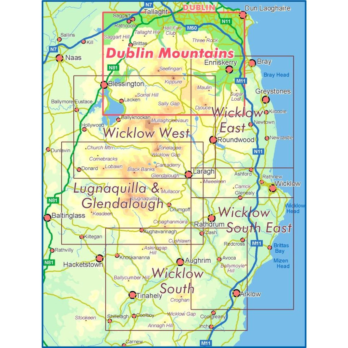 EastWest Mapping Dublin Mountains Waterproof Map Default Title #- 53 Degrees North 
