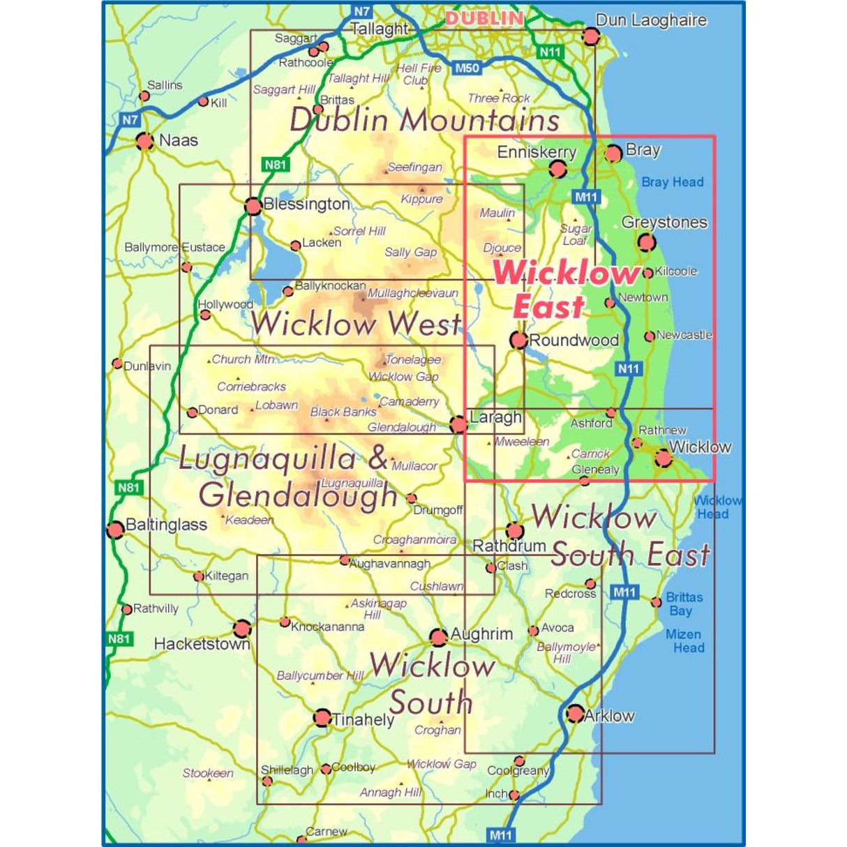 EastWest Mapping Wicklow East Waterproof Map Default Title #- 53 Degrees North 